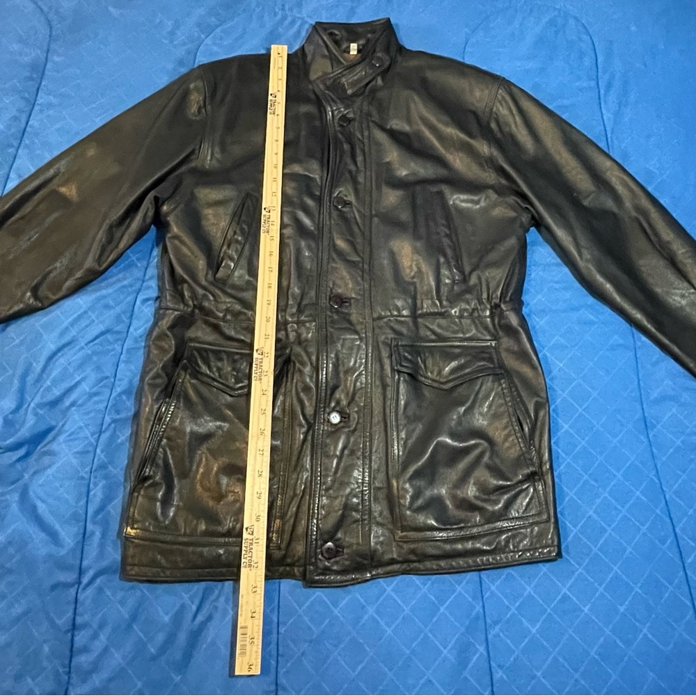 Aggio black leather racer jacket full zip size L - Picture 10 of 11